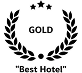 Hotel Cabana’s Gold Best Hotel award featuring three stars above and a laurel wreath encircling the word GOLD.